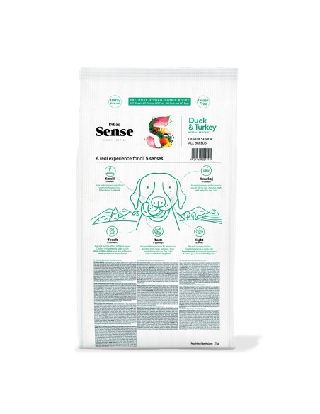 Dibaq Sense Grain Free Pato y Pavo Light o Senior Perro - Imagen 2