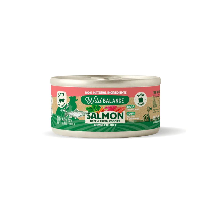 Wild Balance Lata de Salmón y Ternera para gatos Filosofía BARF