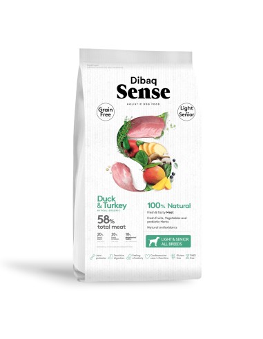 Dibaq Sense Grain Free Pato y Pavo Light o Senior Perro