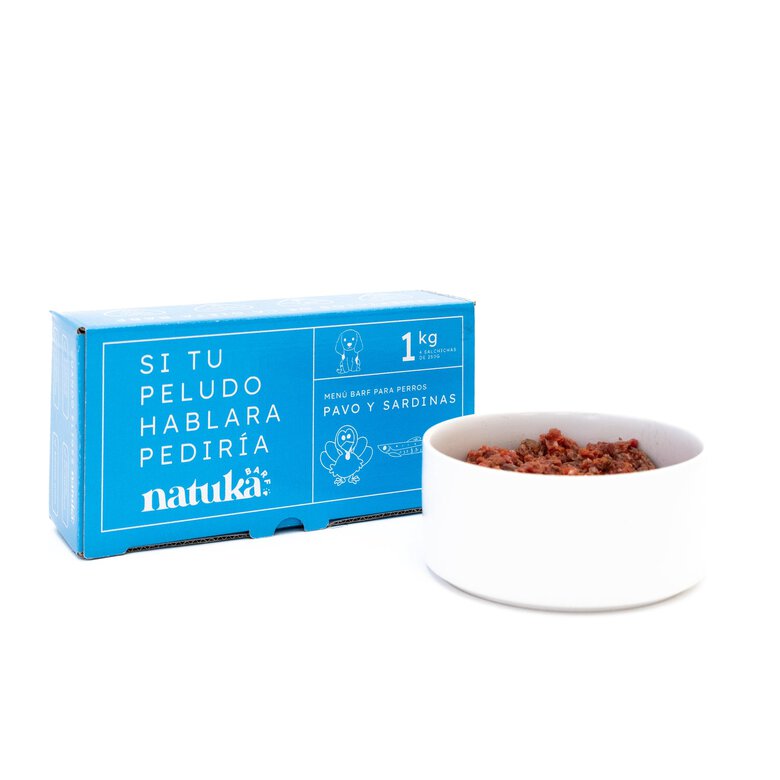 Natuka Menú BARF de Pavo y Sardinas para Perro