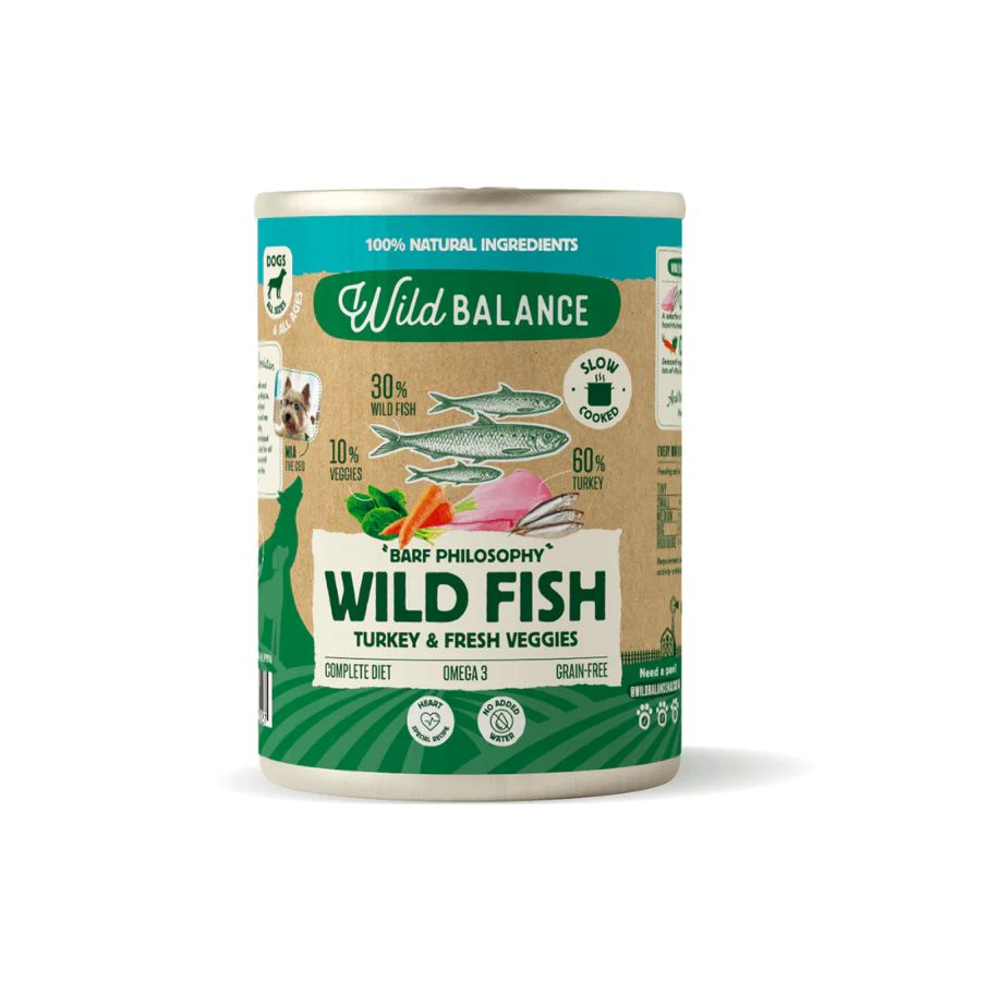 Wild Balance Lata de Pescado y Pavo para perros Filosofía BARF