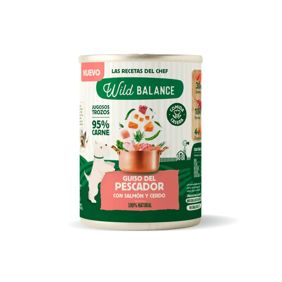 Wild Balance Lata Guiso del Pescador con Salmón y Cerdo para perros Receta del chef