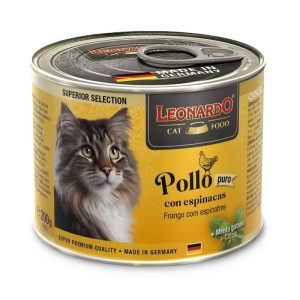 Leonardo Lata Pollo con Espinacas para Gato