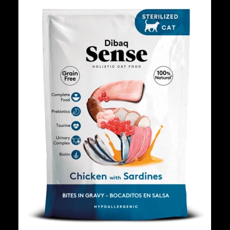 Dibaq Sense Bocaditos en salsa Pollo con Sardinas Gato